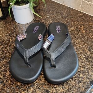 Flojos Black Sandals with Colorful Straps